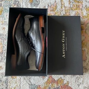 Aston Grey Oxford Brogue Wing Tip Black Shoe Size 9